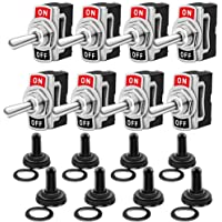 Los mejores  - Gebildet 8 Piezas SPST Conmutador de Palanca con Gorra Impermeable DC 12V-24V-15A- Interruptor de Palanca ON-Off 2…